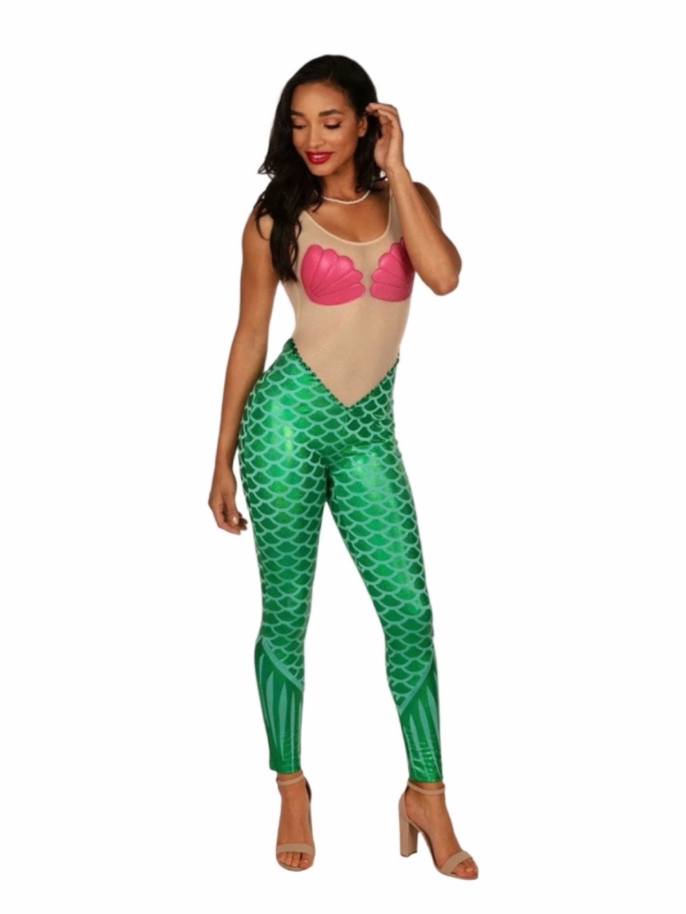 Tipsy Elves Mermaid Scale Green pull Jumpsuit Small EUC